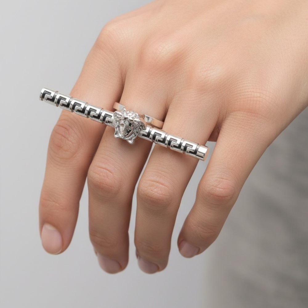 Versace Greca Logo Medusa Head Ring - Picture 1 of 9